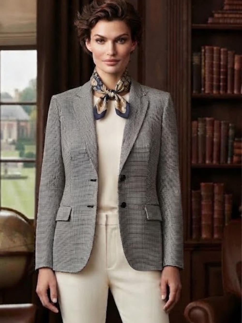 NWOT Lauren Ralph Lauren houndstooth cotton blazer